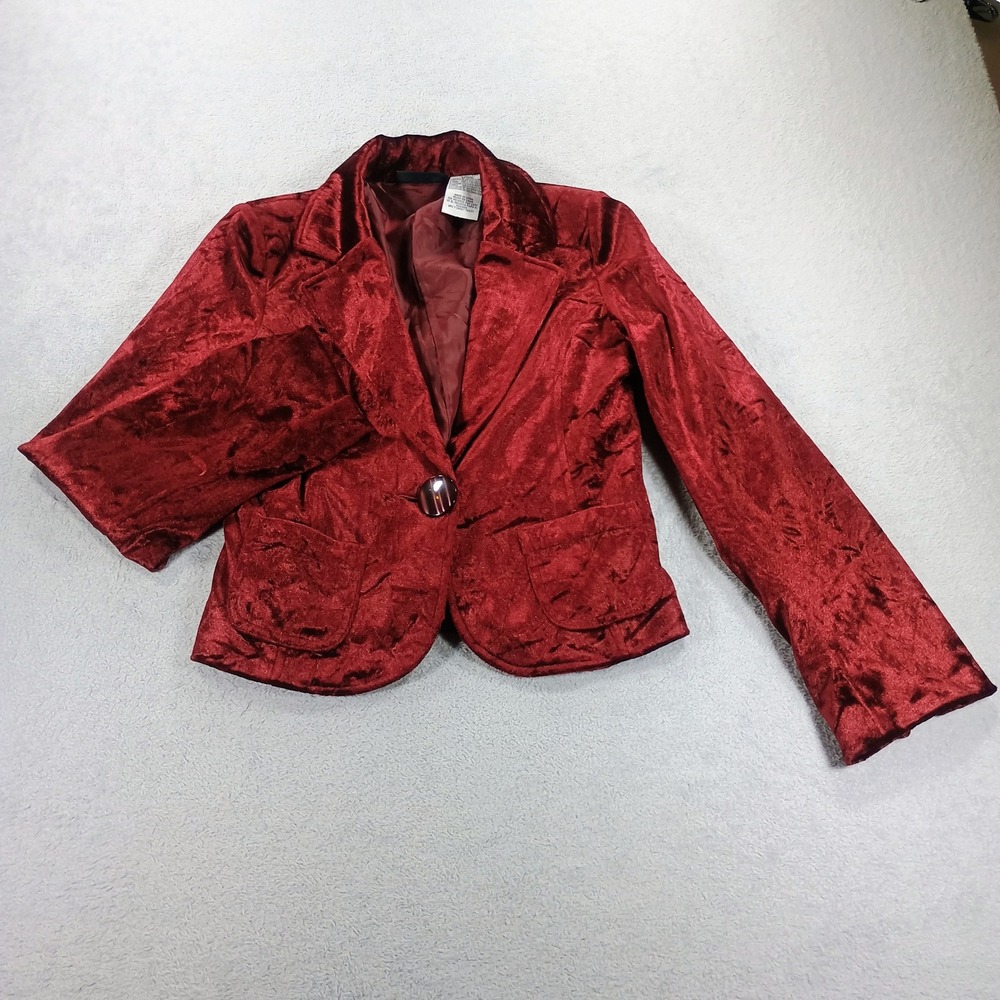 Mary-Kate‎ and Ashley Girls L 10/12 Burgundy Crushed Velvet One Button Blazer